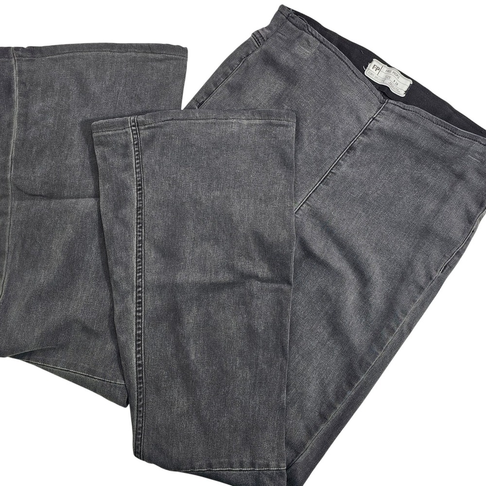 Free People Penny Pull-On Flare Jeans Womens W28 L29‎ Black Stretch Boho Retro